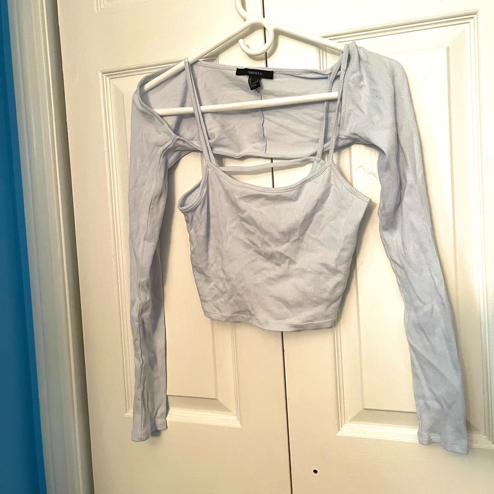 Light blue Crop top with shrug
